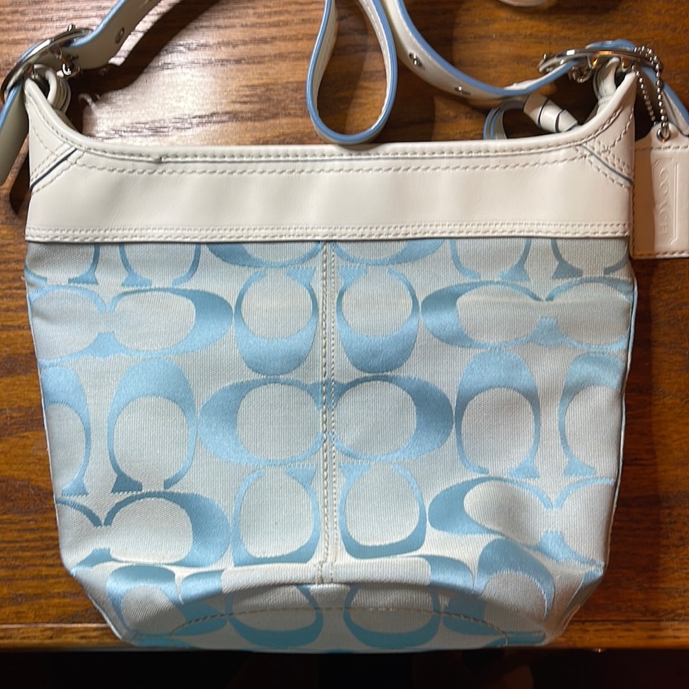 Coach bucket crossbody or shoulder bag white and light blue new without tags